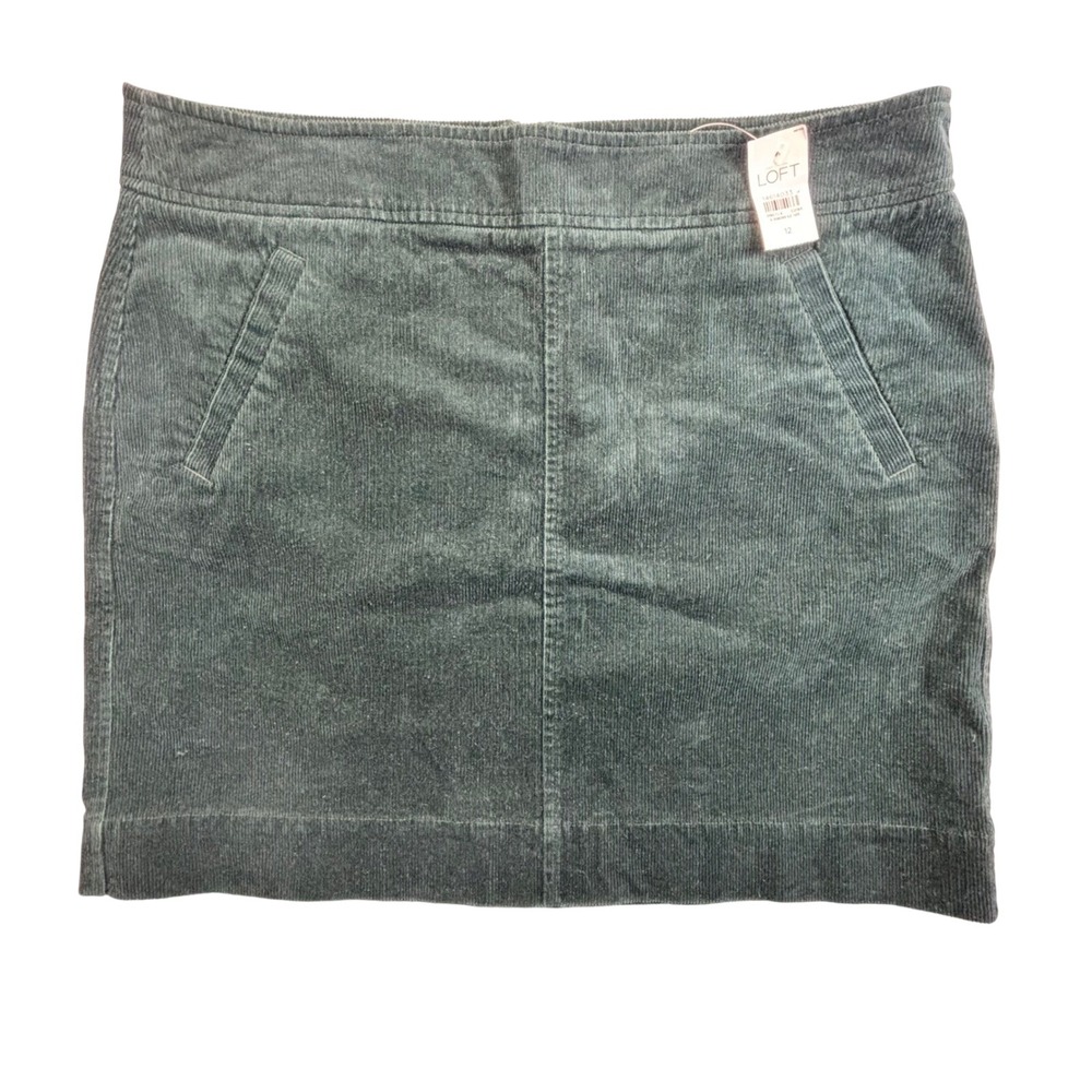 LOFT‎ Corduroy A-Line Mini Skirt Dark Green Size 12
